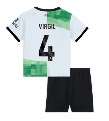 Liverpool Virgil van Dijk #4 Vieras Pelipaita Lasten 2023-24 Lyhyet Hihat (+ Lyhyet housut)